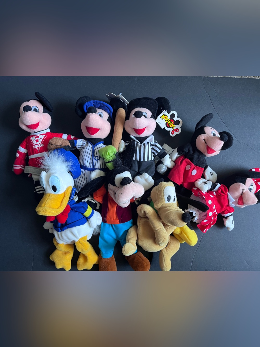 Disney Store Mickey Minnie Mouse Hockey Referee, Pluto, Donald Duck Plush Lot 8